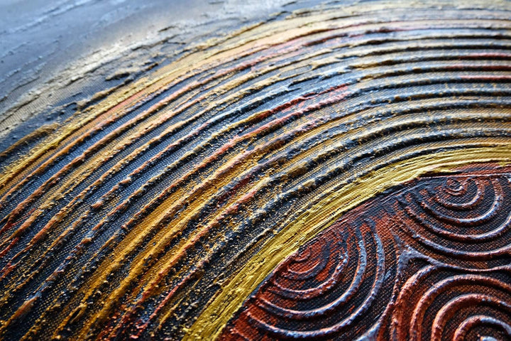 Monica Mirafiori I 100% HANDGEMALT I Gemälde Gold Rings 100x70cm | Gemälde Handgemalt | Acrylgemälde