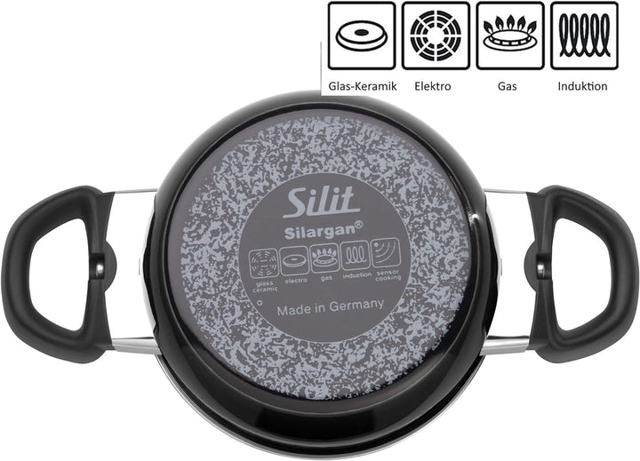 Silit Modesto Line Kochtopf klein 16cm, Glasdeckel, Bratentopf Induktion 1,3l, Silargan Funktionsker