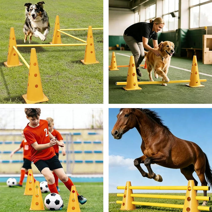 Agility Set Hunde, Agility Trainingsgerät Sports Cavaletti Hunde Steckhürdenset, Kegel Trainingshürd