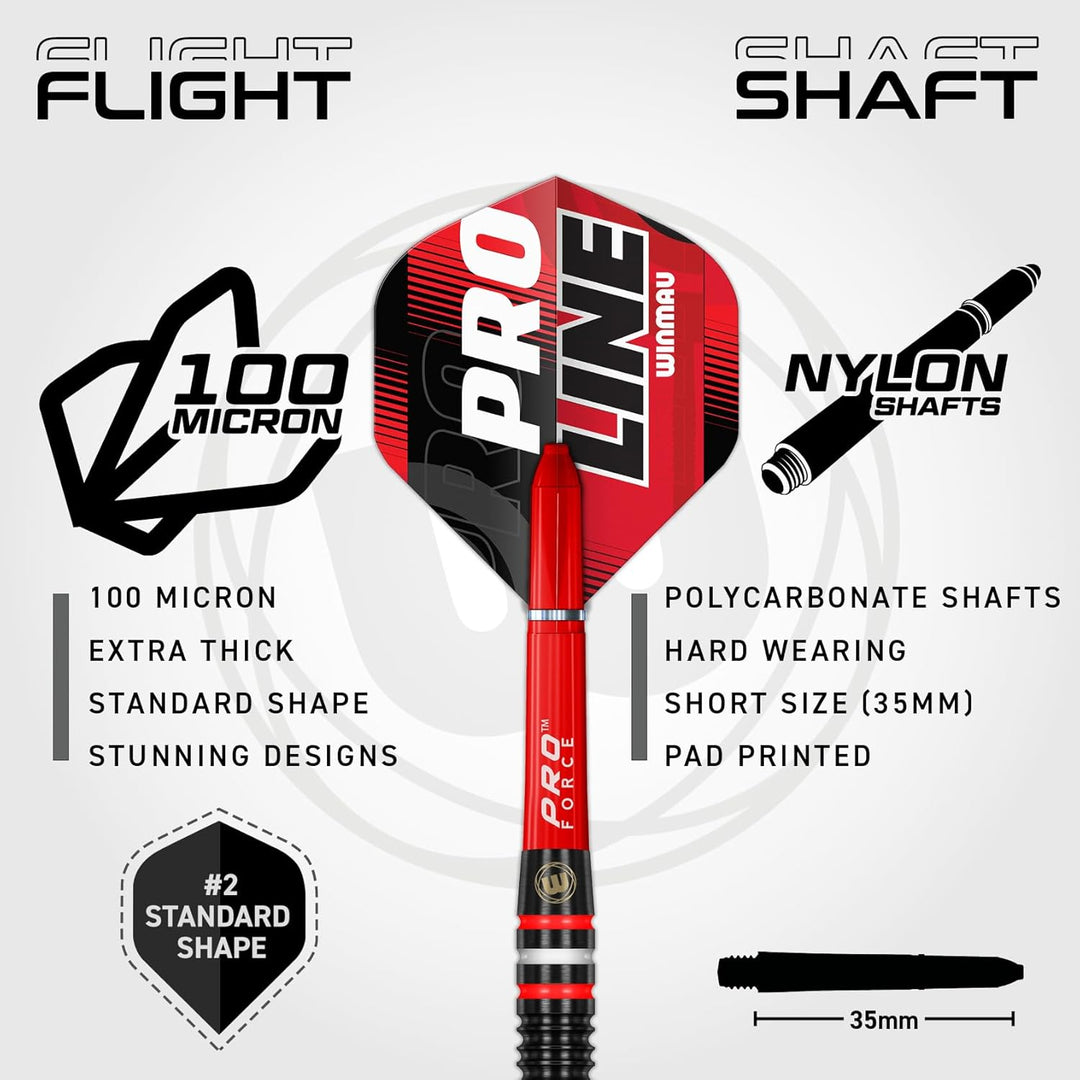 WINMAU Pro-Line Profi Wolfram Steeltip Dartpfeile Set mit Flights und Schäfte 25g Steeltip, 25g Stee