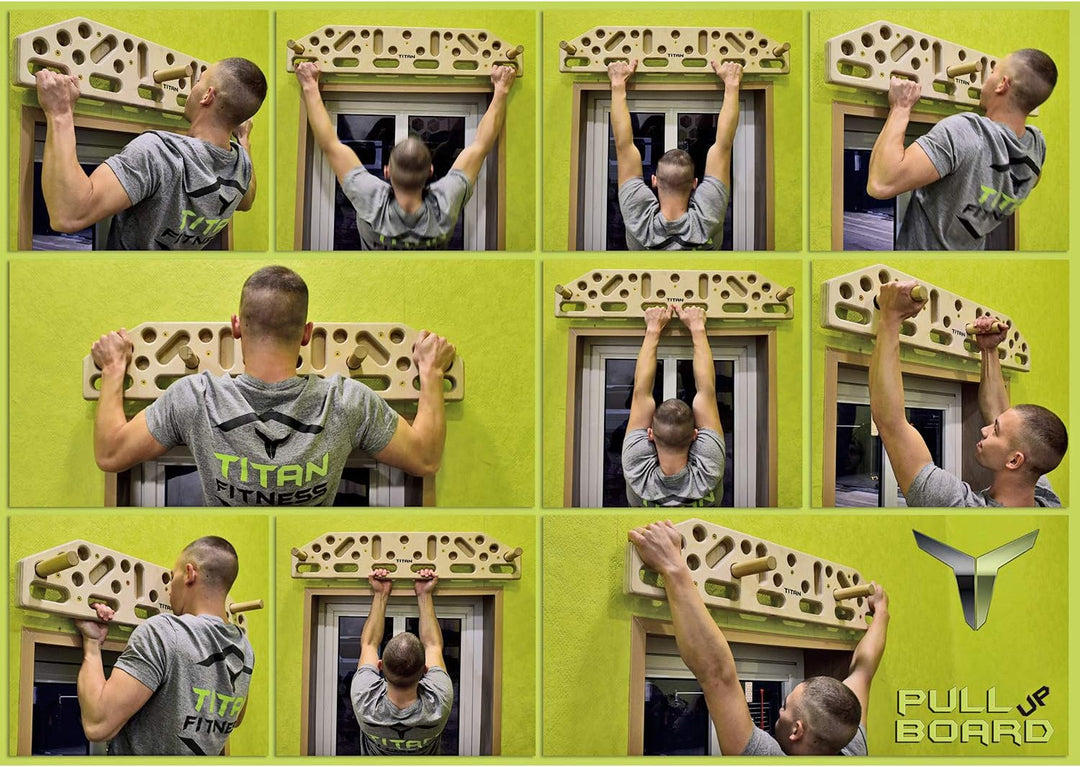Klimmzugbrett, Wandmontage, für Zuhause, Fitness, Kletterbrett, Hangboard, Heimtraining, 2 Metallgri