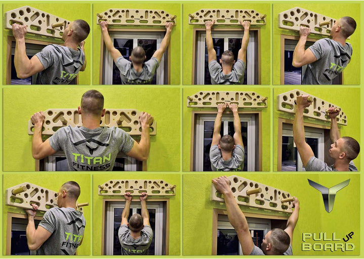 Klimmzugbrett, Wandmontage, für Zuhause, Fitness, Kletterbrett, Hangboard, Heimtraining, 2 Metallgri
