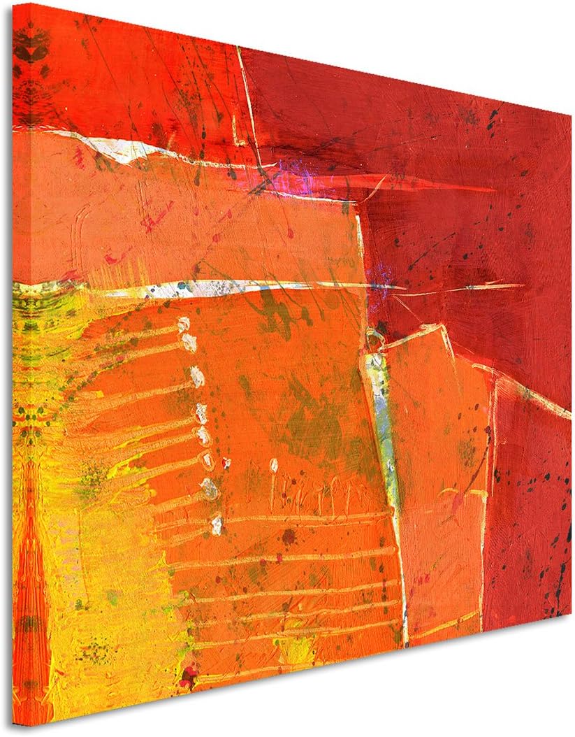 Paul Sinus Art 80x60cm Fotoleinwand Leinwanddruck Kunstdruck Wandbild gelb rot orange gemalt