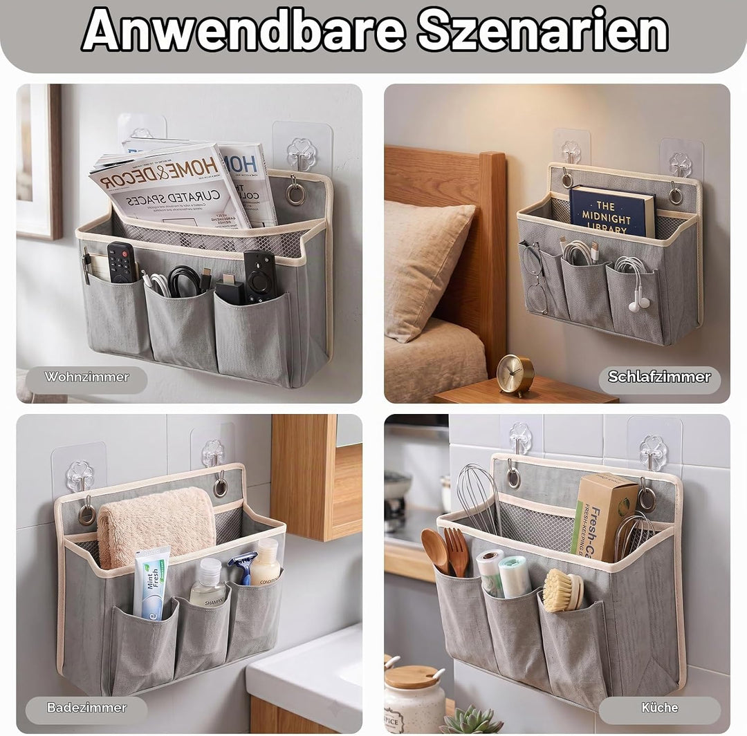 2 Stück Hängeorganizer Wand Organizer mit 8 Haken Aufbewahrung Hängend | Tür Organizer Leinen mit Gr