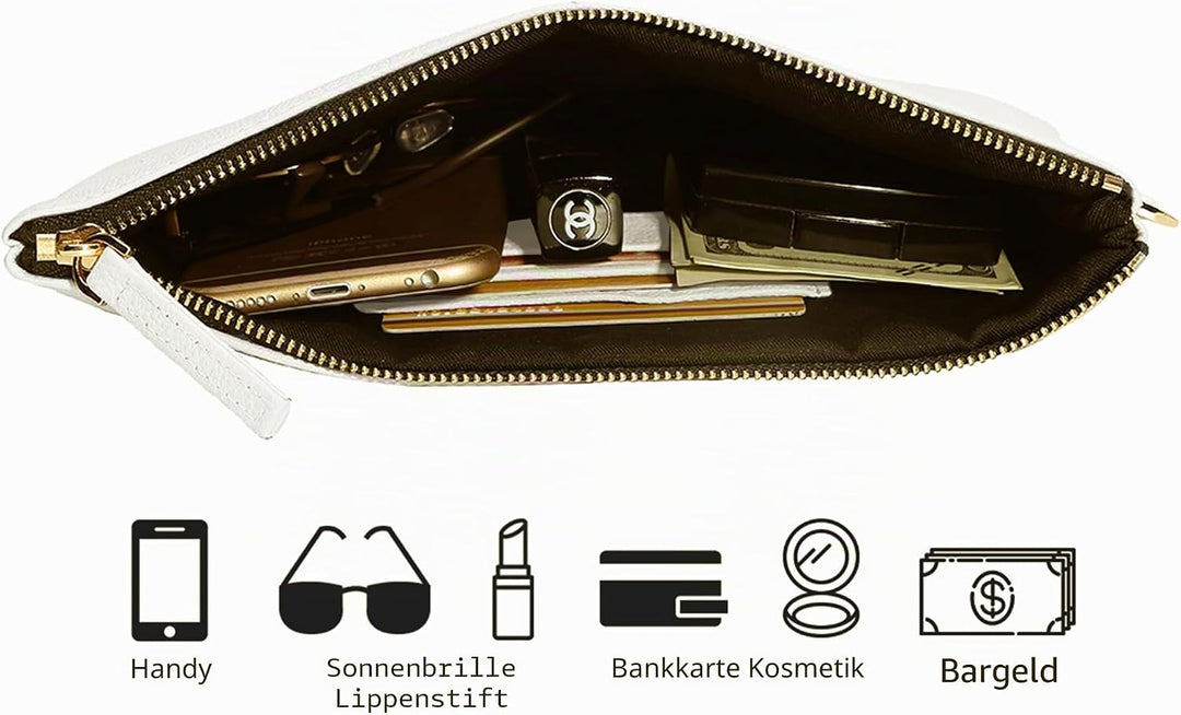 DORIS&JACKY Lammfell Leder Wristlet Clutch Geldbörse Für Frauen Grosse Weiche Designer Geldbörse Mit