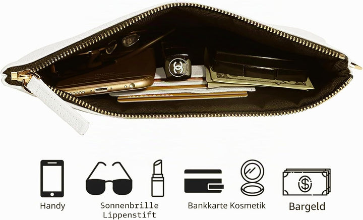 DORIS&JACKY Lammfell Leder Wristlet Clutch Geldbörse Für Frauen Grosse Weiche Designer Geldbörse Mit