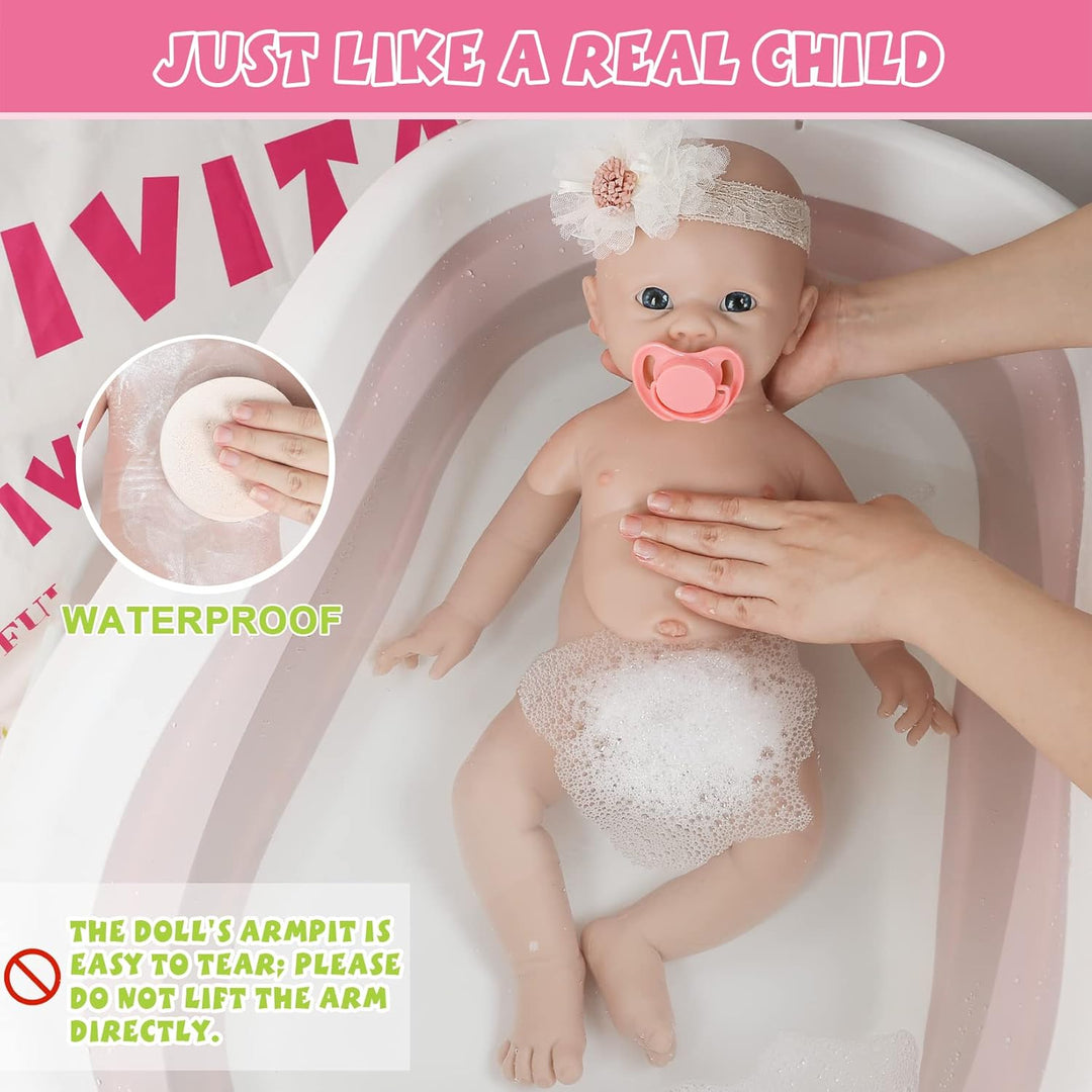 IVITA Ganzkörper Silikon Reborn Baby Puppe Neugeborenes Baby Puppe echte Baby Doll handgemachte Blau