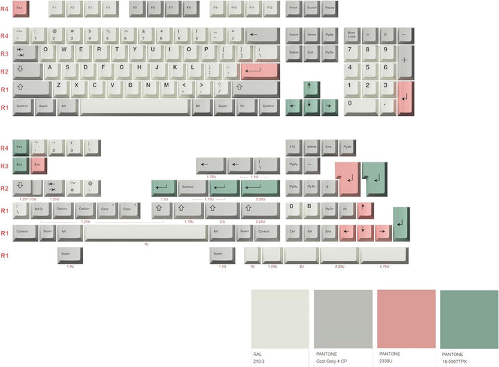 Ranked Farbsublimations-Premium-Tastenkappen-Set | 1,45 mm Dickes PBT | Cherry-Profil für DIY Custom