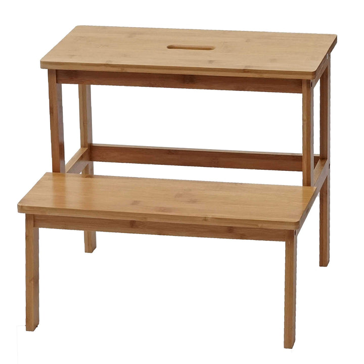 Tritthocker HWC-B87, Stufenhocker Trittbank Holzhocker, Bambus 43x47x38cm