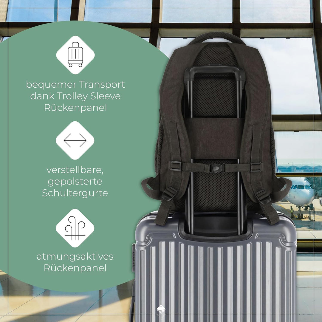 Travelite Handgepäck Rucksack, Laptop Rucksack 15,6 Zoll, BASICS, Daypack, Tagesrucksack mit vielen