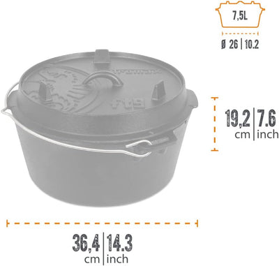 Petromax Feuertopf (Dutch Oven) Set´s (FT9, planer Boden) | Original Gusseisen | mit Deckelheber und