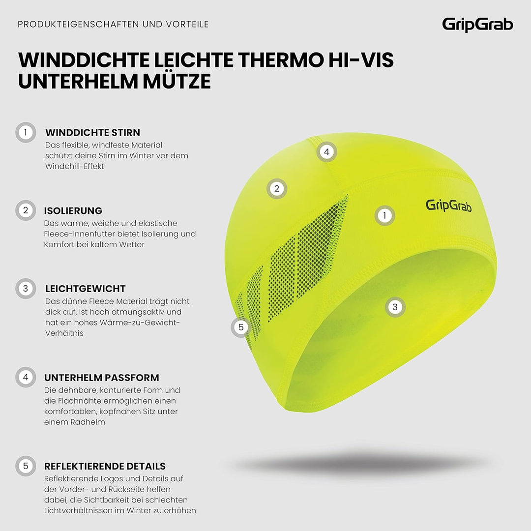 GripGrab Dünne Winter Fahrrad Unterhelm Mütze mit Winddichter Stirn Leichte Thermo Radsport Skull Ca