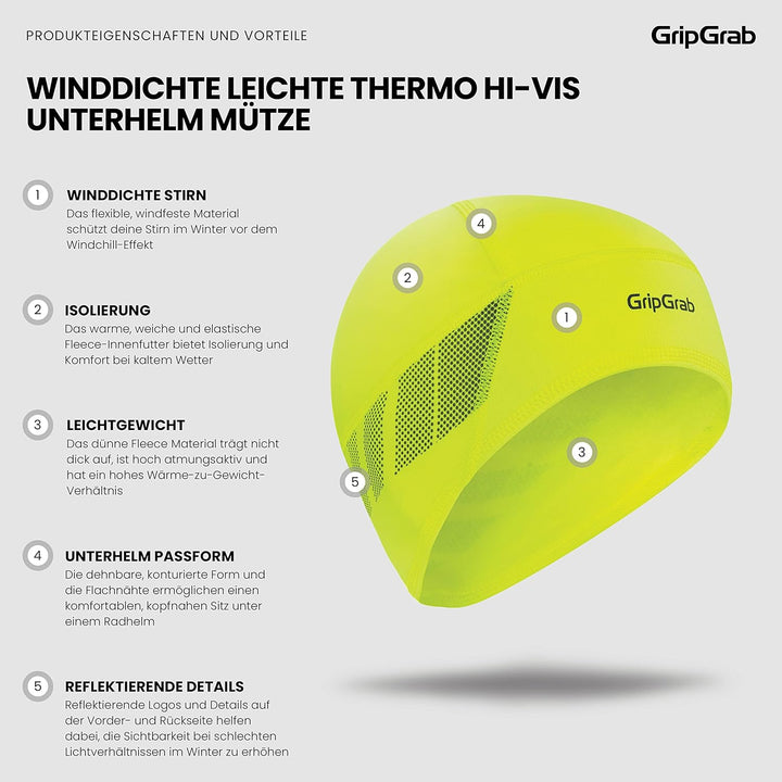 GripGrab Dünne Winter Fahrrad Unterhelm Mütze mit Winddichter Stirn Leichte Thermo Radsport Skull Ca