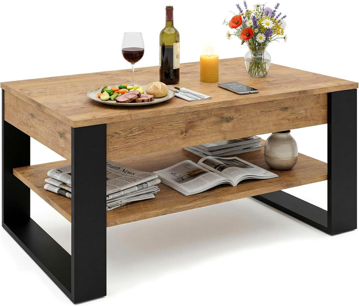 Couchtisch höhenverstellbar mit Stauraum - Couchtische - Wohnzimmertisch klappbar - höhenverstellbar