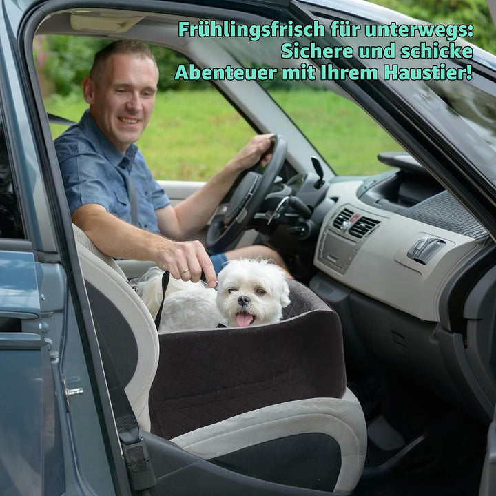 Hunde Autositz für Kleine Hunde – Crash-Schutz, Anti-Rutsch, Schützt Autoinnenraum, Abnehmbar &amp; Wasc