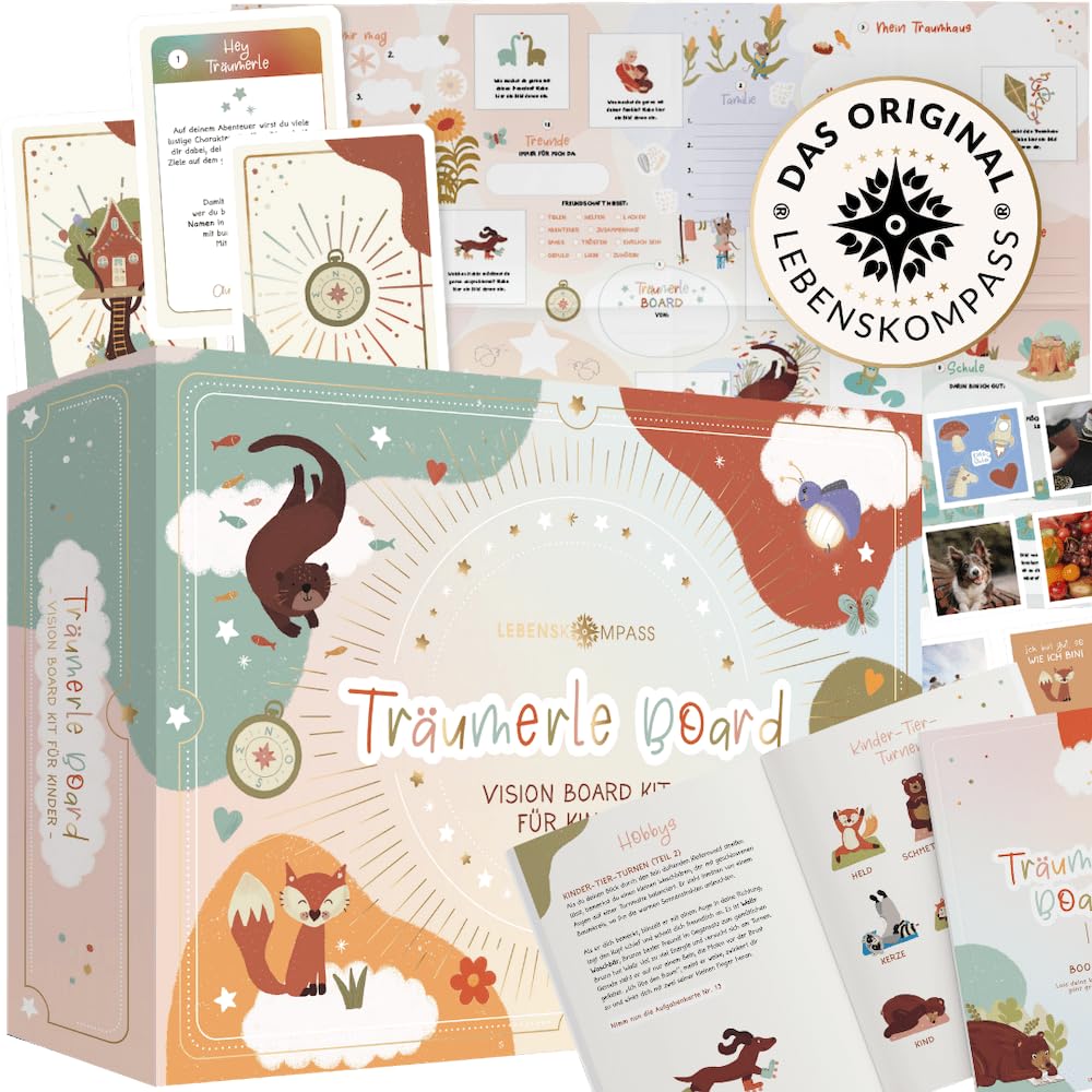LEBENSKOMPASS Träumerle Board für Kinder - Vision Board Set für Kinder - DAS ORIGINAL - Bastelset fü