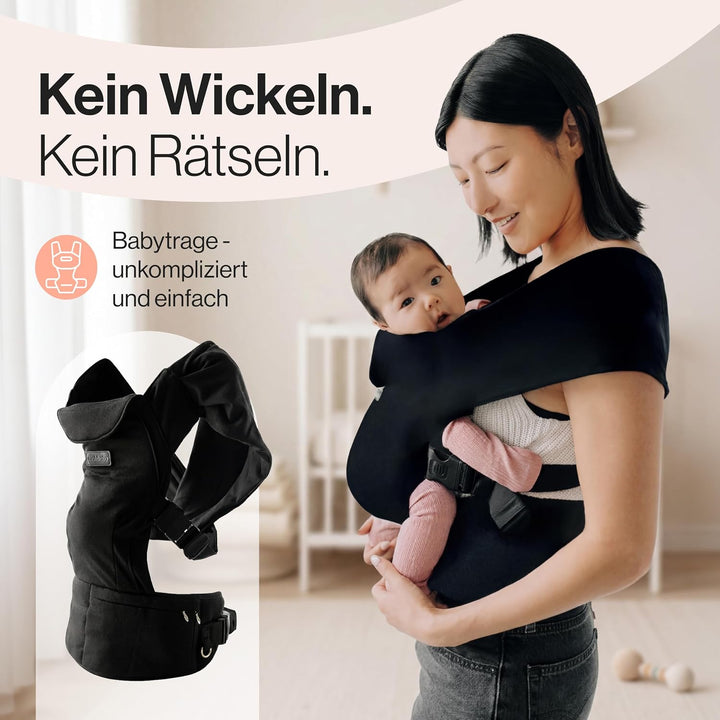 Tushbaby Pearl Wrap Babytrage | Ergonomische Babytrage für Neugeborene ab Geburt | Schwarz | Babytra