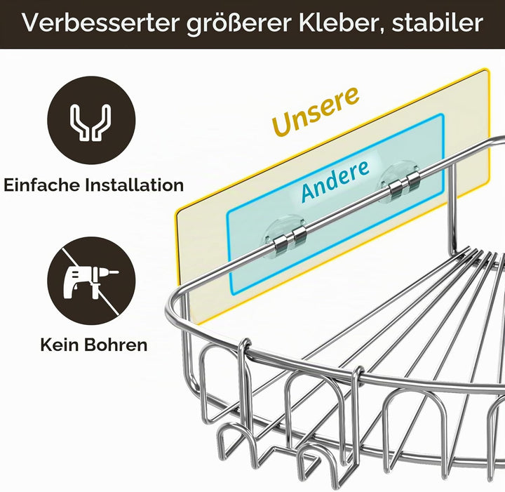 Orimade Eckablage Duschablage ohne Bohren SUS304 Edelstahl, Selbstklebend Duschregal Duschkörbe Rost