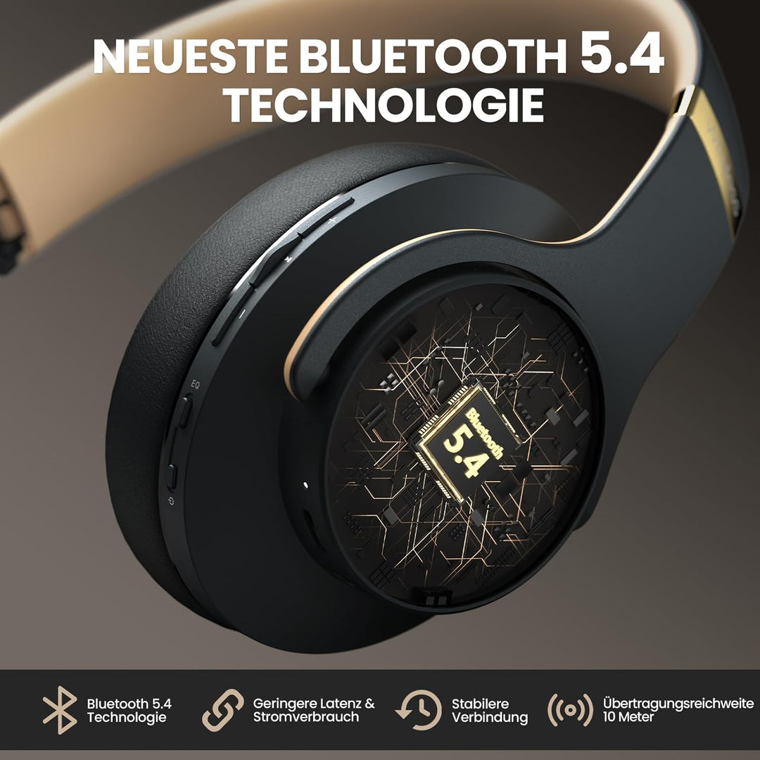 DOQAUS Bluetooth Kopfhörer Over Ear, [Bis zu 52 Std] Kabellose Kopfhörer mit 3 EQ-Modi, HiFi Stereo