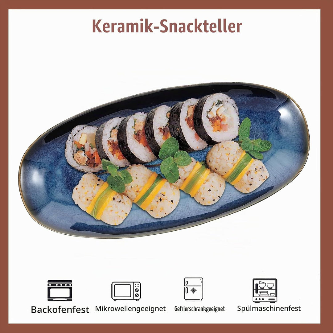 STOBAZA Keramik Servierplatten-Japanisches Sushi Tablett,Sashimi Teller Geschirr Tablett Obstteller