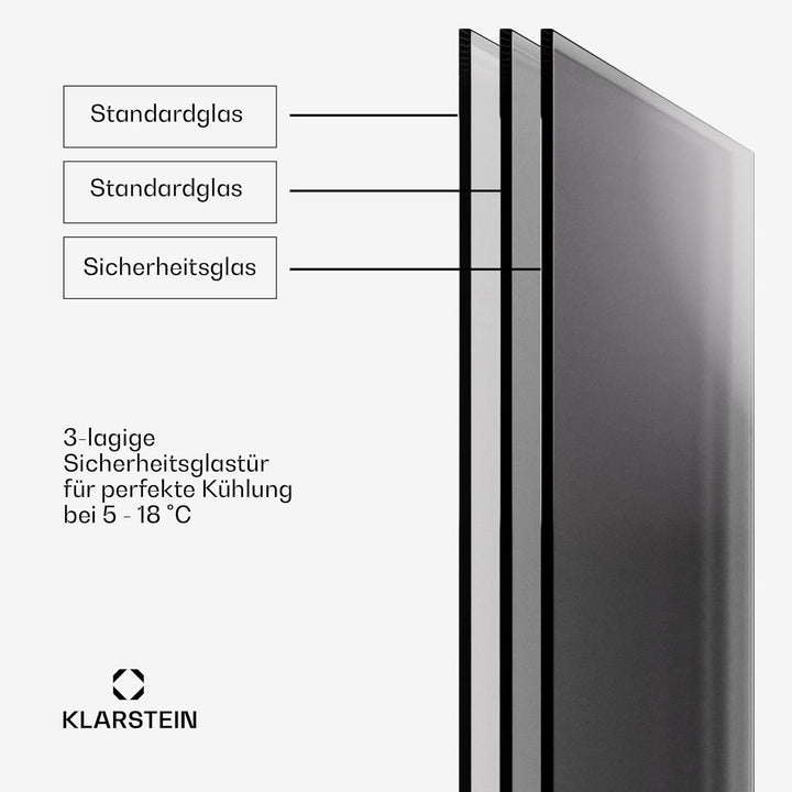 Klarstein Weinkühlschrank,1 Zone Getränkekühlschrank mit Glastür, Leiser Indoor/Outdoor Kühlschrank,
