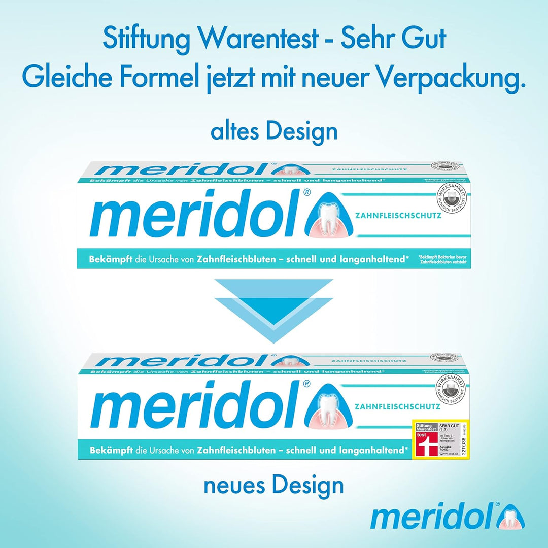 meridol Zahnpasta 3x75ml - Zahncreme bekämpft Zahnfleischentzündungen, antibakterieller Effekt 75 ml