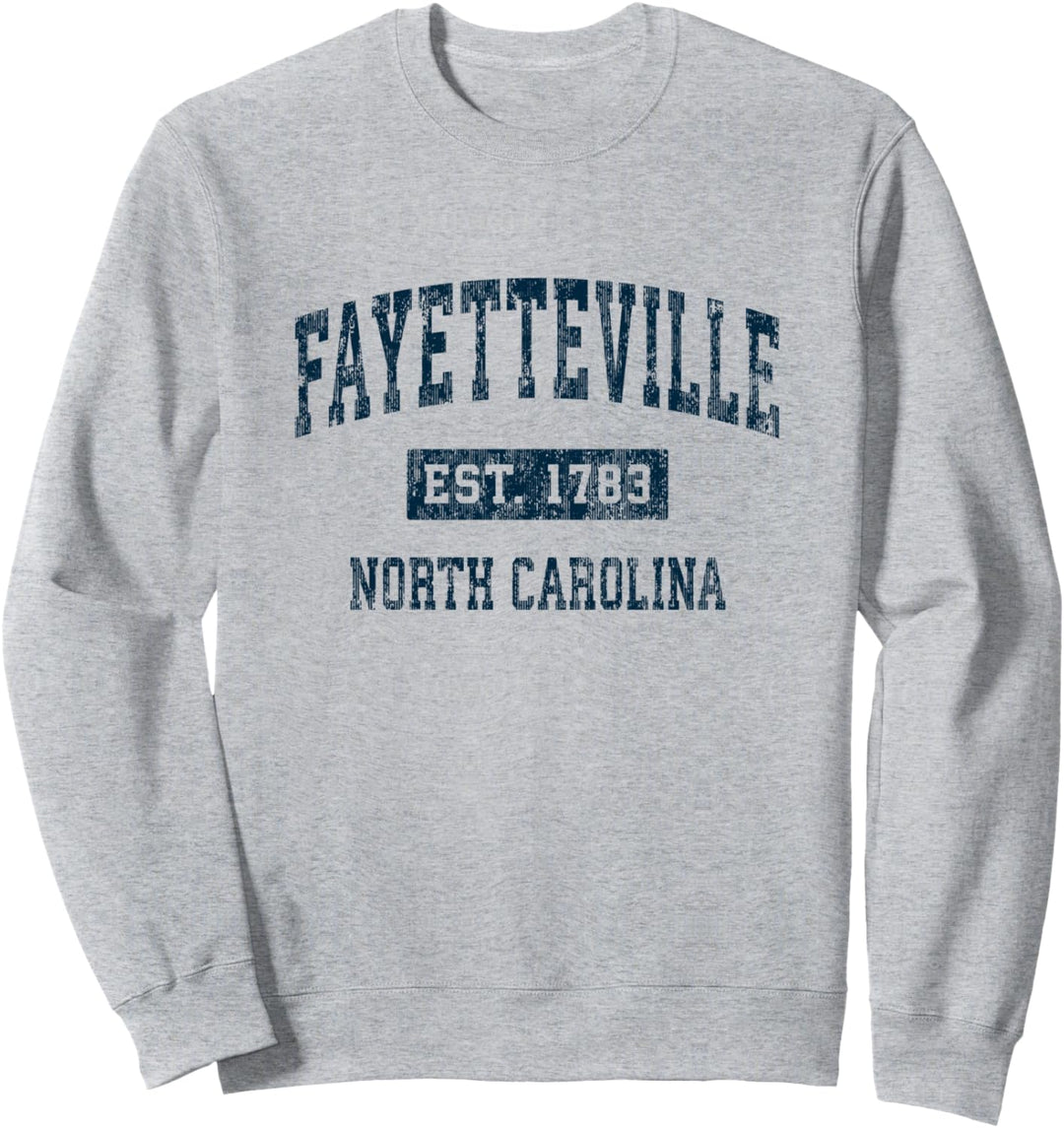 Fayetteville North Carolina NC Vintage-Sportdesign, Marineblau Sweatshirt
