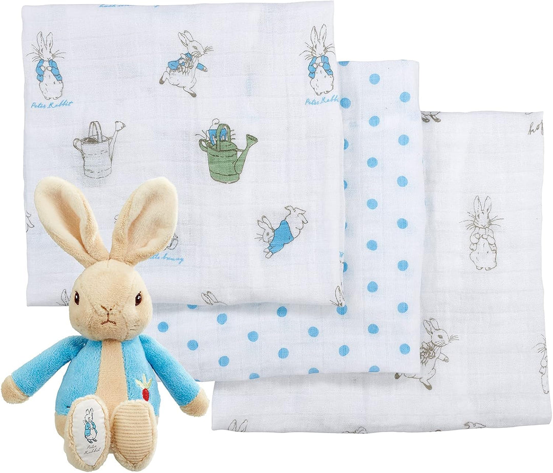 Rainbow Designs PO1599 Soft Toy & Muslin Gift Peter Rabbit Kinder Plüschtier und Musselin Set, weiss