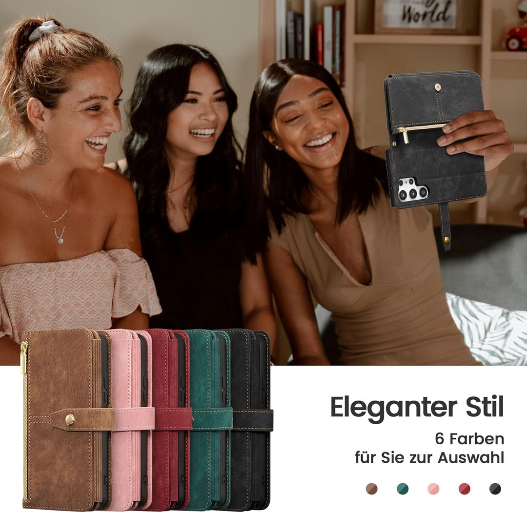 ZCDAYE Hülle für Samsung Galaxy S25 Ultra mit Band Handykette, Leder Handyhülle Handytasche mit Kart