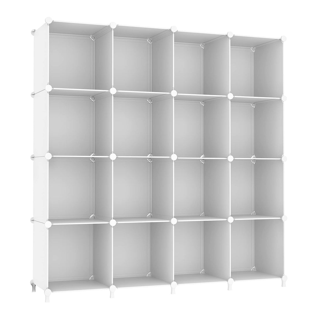 AWTATOS Kleiderschrank mit 16 Würfeln, Storage Shelves, DIY Regal Würfel, PP Steckregal Kunststoff,