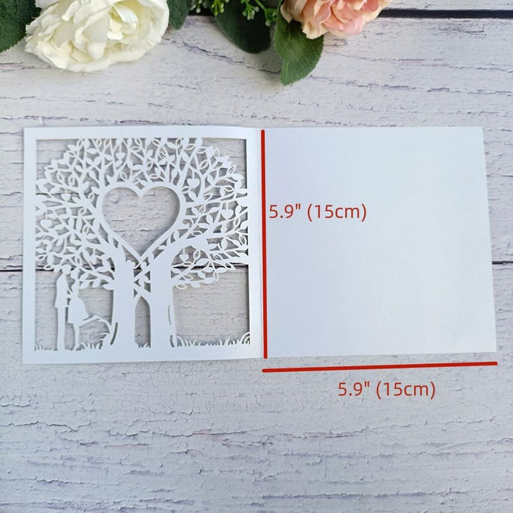MillaSaw Romantische Hochzeitskarte Einladung Einladungskarte Liebesbaum Lasergeschnittene Karten 20