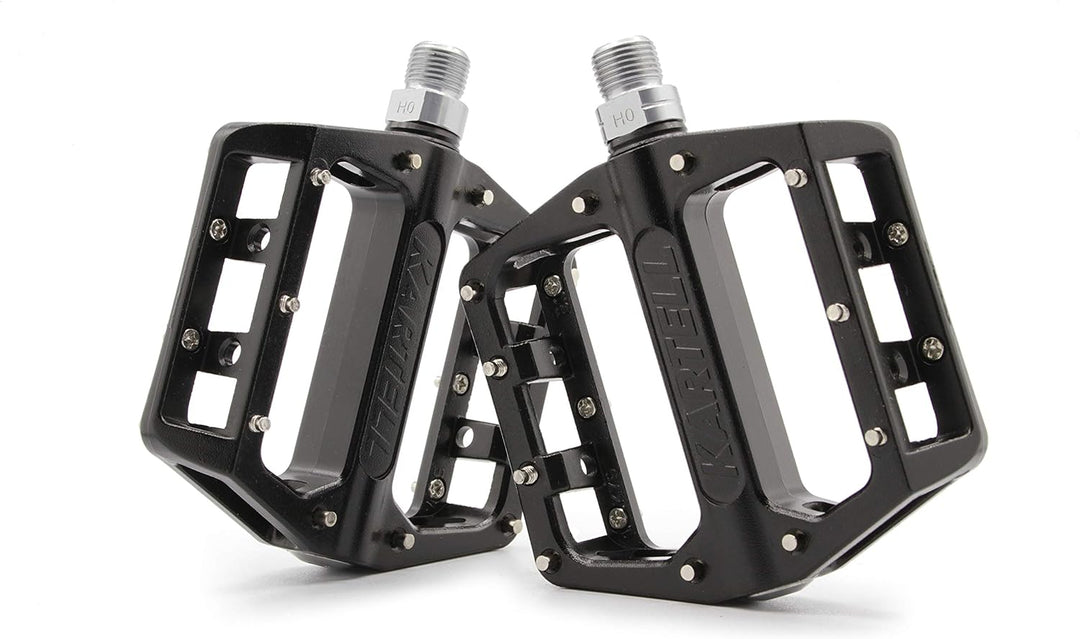 Kartell ® Plattform Mountainbike Pedale aus Aluminium, 9/16“ gehärtete Cro-Mo Achse, industriegelage
