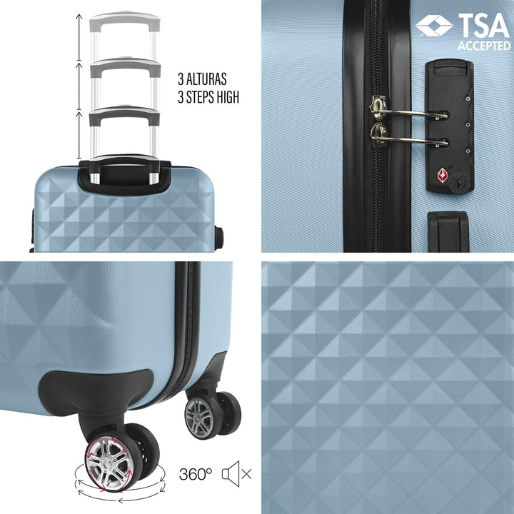 ITACA - Spielkoffer 4 Räder. Reisekoffer Set. Grosser, mittlerer Koffer und Kabinenkoffer. Reisekoff