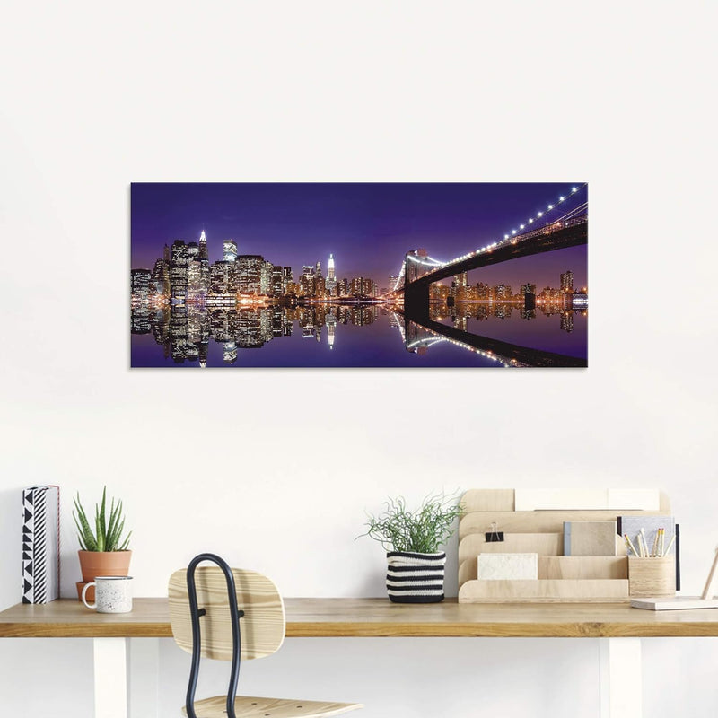 ARTland Glasbilder Wandbild Glas Bild einteilig 60x30 cm Querformat USA Amerika New York City Brookl