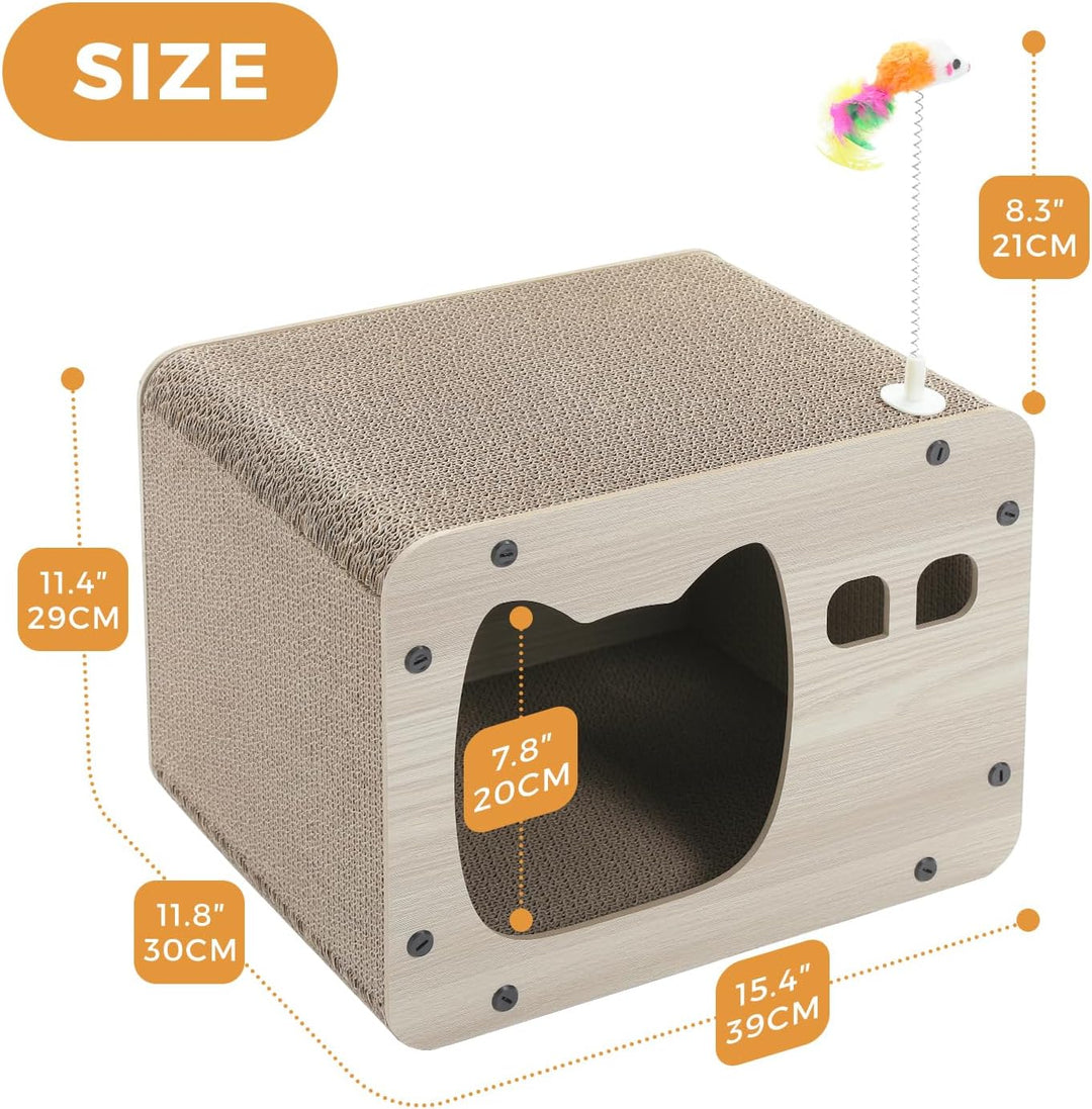 PETEPELA Kratzpappe für Katzen,Kratzpad Kratz,Wellpappe Kratzbrett, Kratzmöbel mit Spielzeug, Kratzm