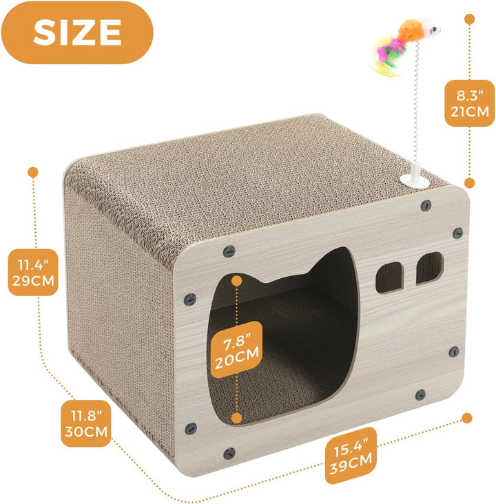 PETEPELA Kratzpappe für Katzen,Kratzpad Kratz,Wellpappe Kratzbrett, Kratzmöbel mit Spielzeug, Kratzm