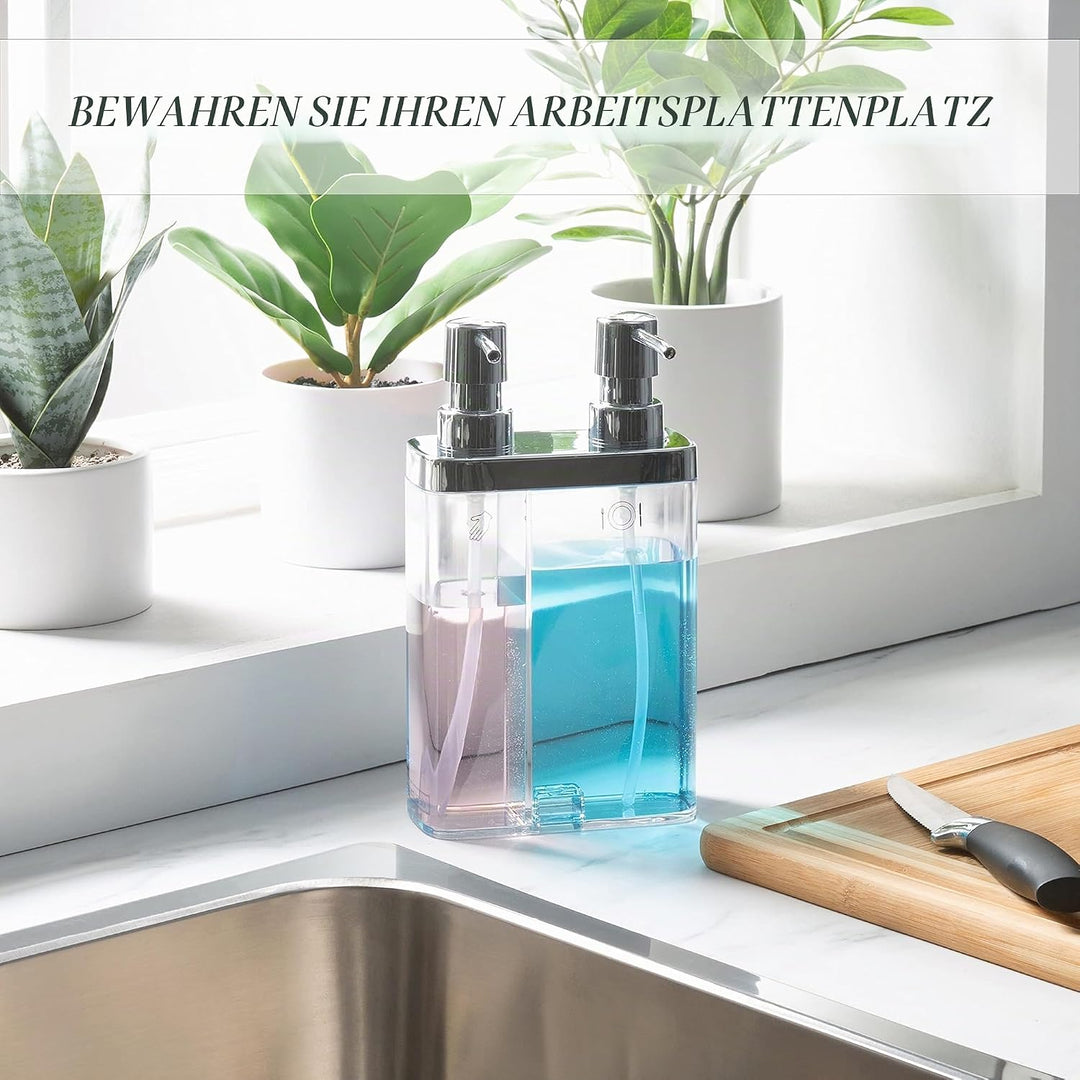 Kitchen Details Seifen- und Lotionspender für Bad und Küche, mit 2 Pumpen, transparent, Transparent