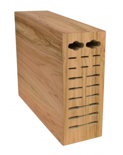 Messerblock mit 17 Öffnungen, Olivenholz natur, leer