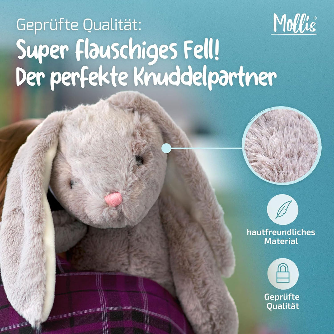 Mollis Kuscheltier - Kuschelhase - 60 cm - Plüschtier-Hase - Kinder-Kuscheltier - weiches Stofftier