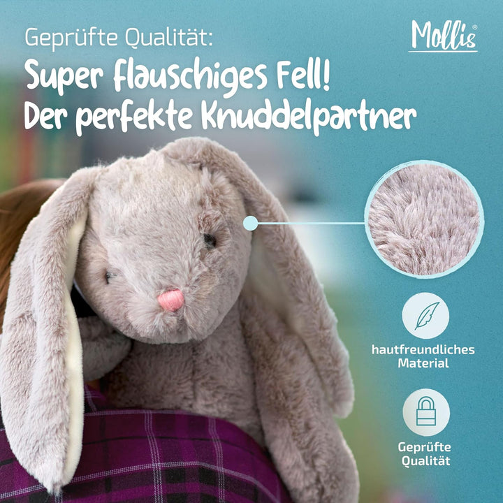 Mollis Kuscheltier - Kuschelhase - 60 cm - Plüschtier-Hase - Kinder-Kuscheltier - weiches Stofftier