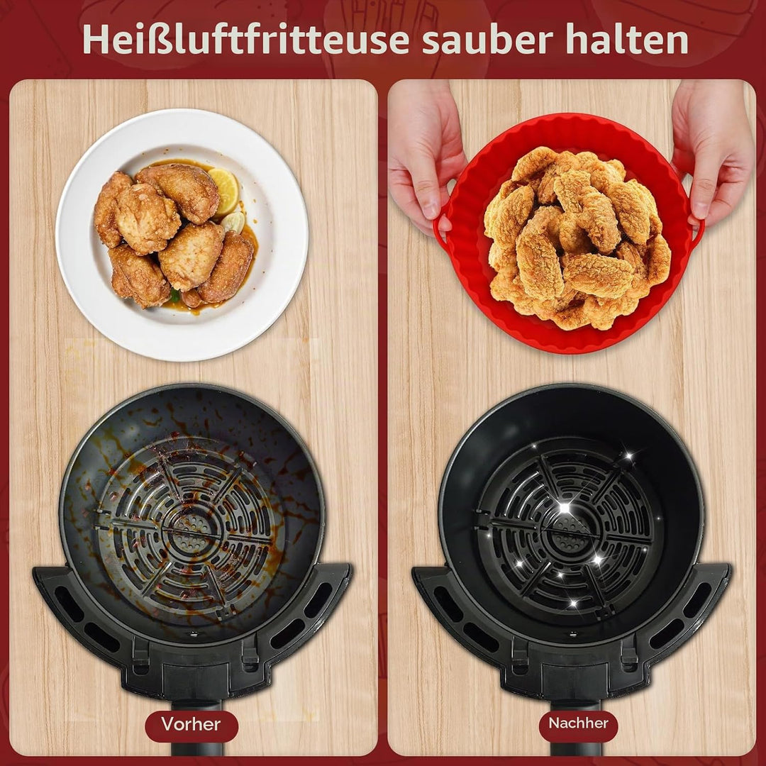 Alyvisun Silikonform für Heissluftfritteuse, 3 Stück Air Fryer Silikonmatte Wiederverwendbar Silikon