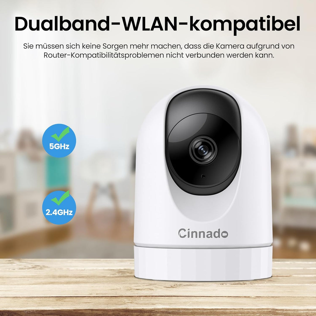 Cinnado 5MP Babyphone mit Kamera - 5G/2,4GHz Überwachungskameras Innen, WLAN Kamera Indoor, 360 Grad