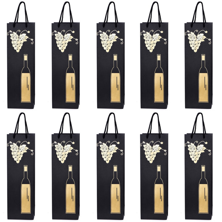 10 Flaschentüten Geschenktüten für Weingeschenke wie Wein Prosecco und Champagner Flasche und Rebe,