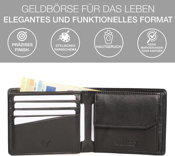 Lavalen® Geldbörse Herren Leder RFID - Portmonee Herren Gross - Portemonnaie Herren Leder Handgemach