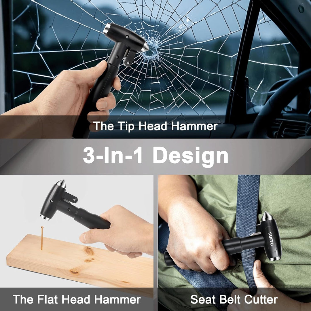 Longzhuo Gurtschneider Notfallhammer, 3 in 1 Notfallhammer Auto mit Gurtschneider, für Auto und Buss
