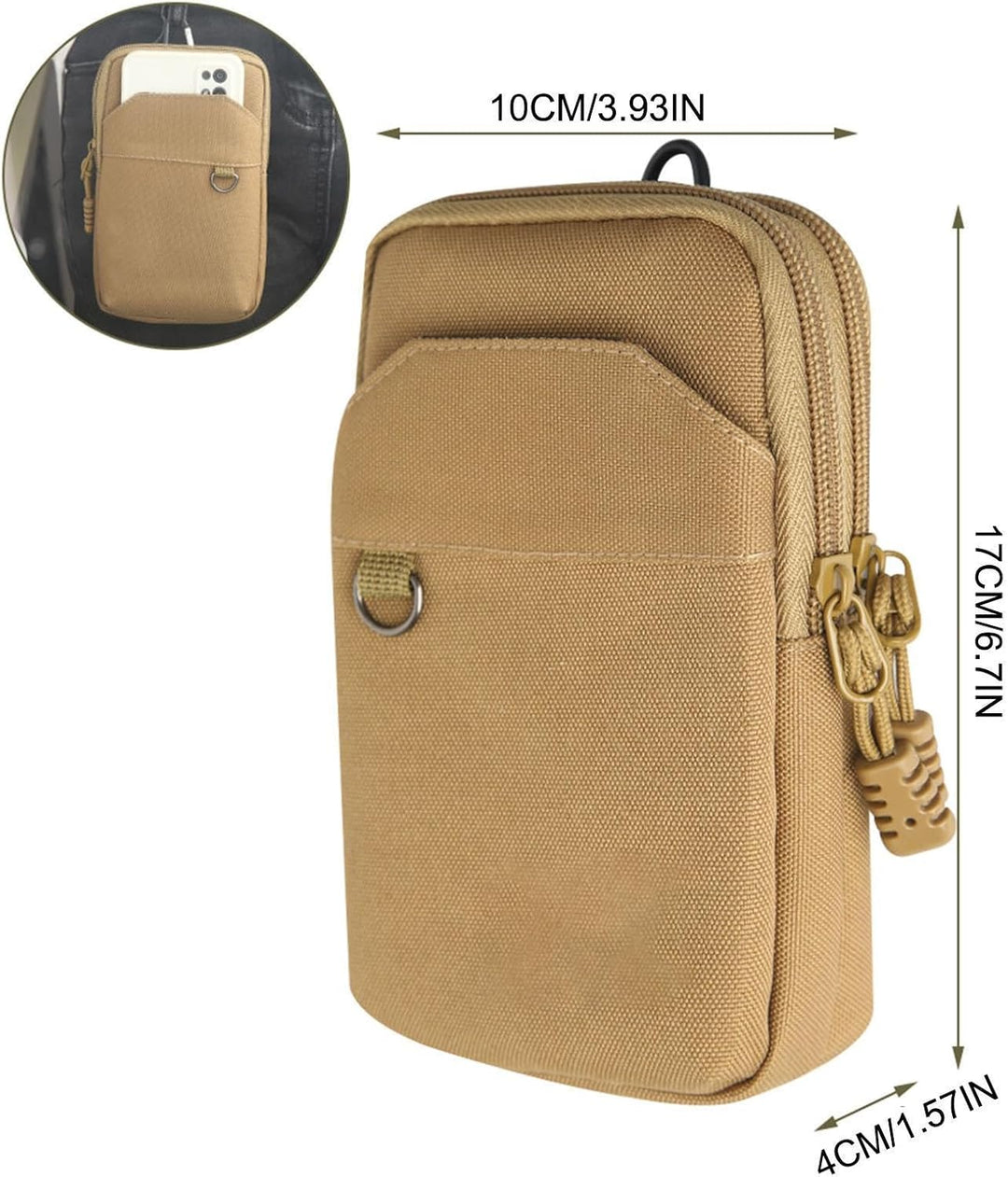 Handy-Gürtelhalter,Mehrzweck-Nylon-Hüfttasche - Gadget Bag Utility-Taschen Outdoor-Aufsätze Khakifar