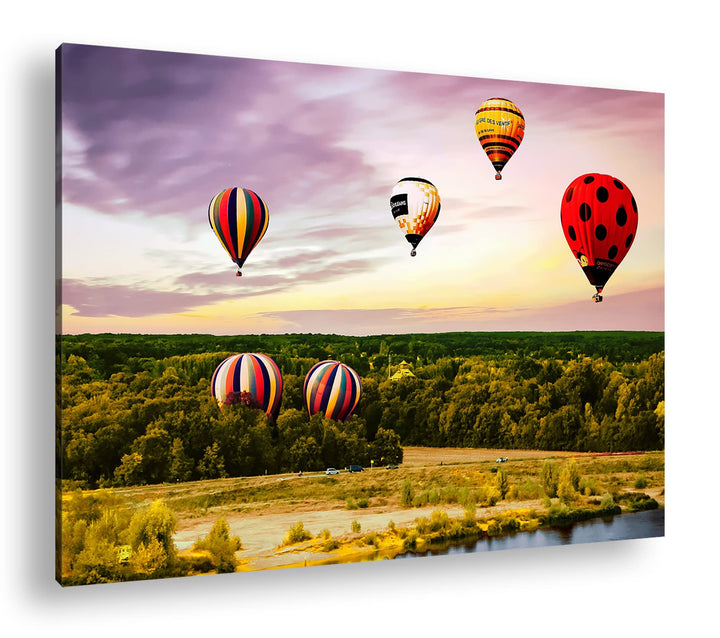 deyoli Fahrt mit einem Heissluftballon Format: 80x60 als Leinwandbild, Motiv fertig gerahmt auf Echt