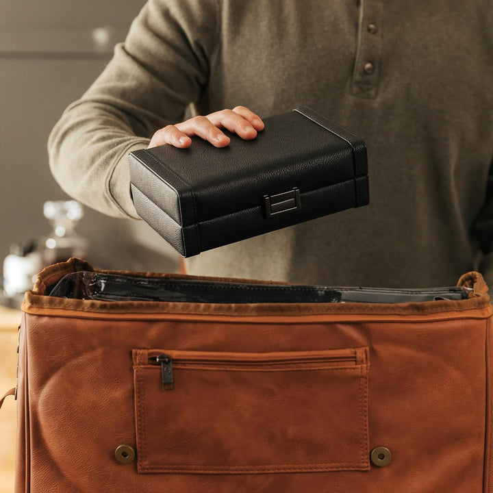 CASE ELEGANCE Maxwell 8 Zigarren Reise Schutzhülle Hardcase Schwarz Veganes Leder Spanische Zeder Ge