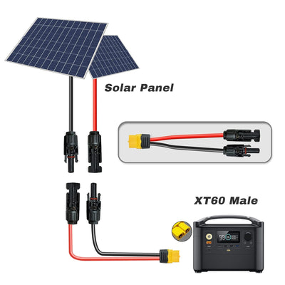 Solarladekabel Solarkabel 0.6M/3M, Solarstecker auf XT60 Stecker Solarpanel Adapter Kabel, für EF DE