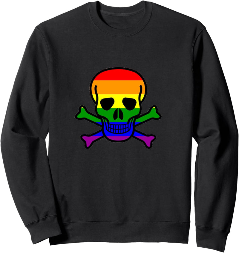 Regenbogen-Totenkopf und gekreuzte Knochen Sweatshirt